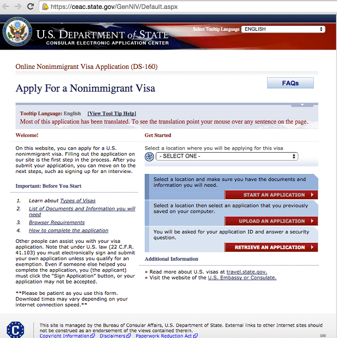 Panduan Membuat Visa Amerika Serikat - Form Aplikasi DS-160