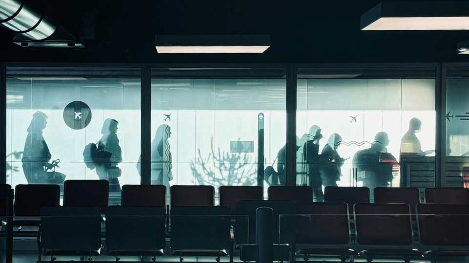 passeggeri in attesa in un aeroporto
