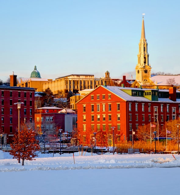 Red Brick Buildings and Church Steeple in Providence, United States.