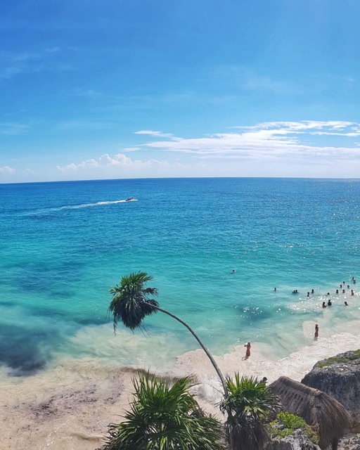 Beach view in Mexico with the clear ocean water