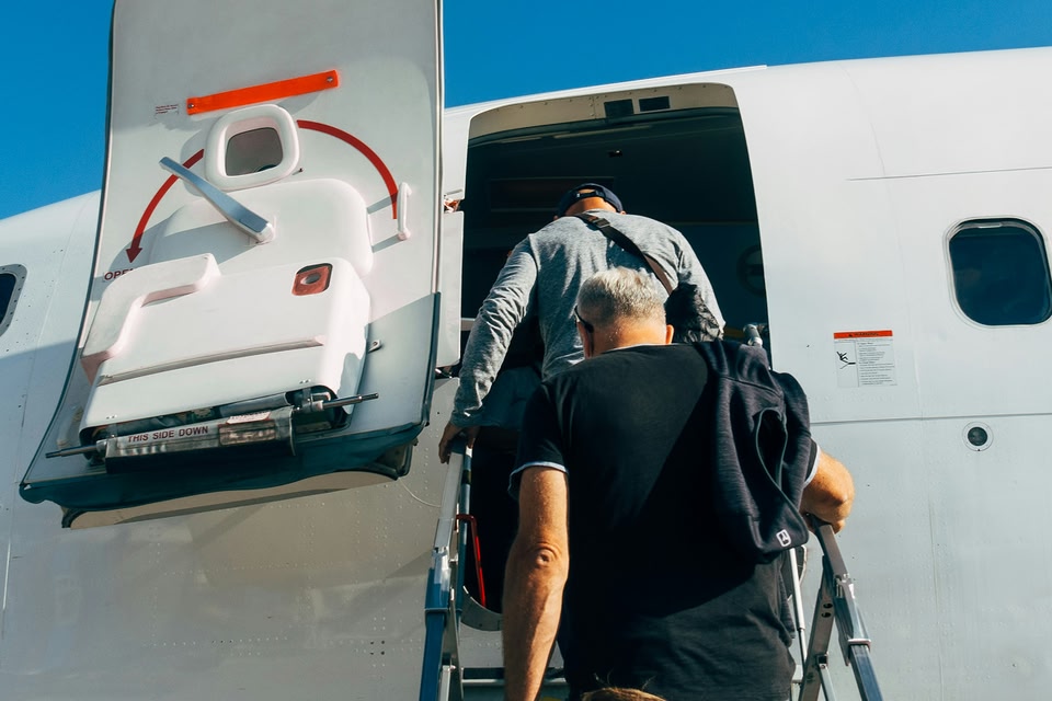 People boarding a flight