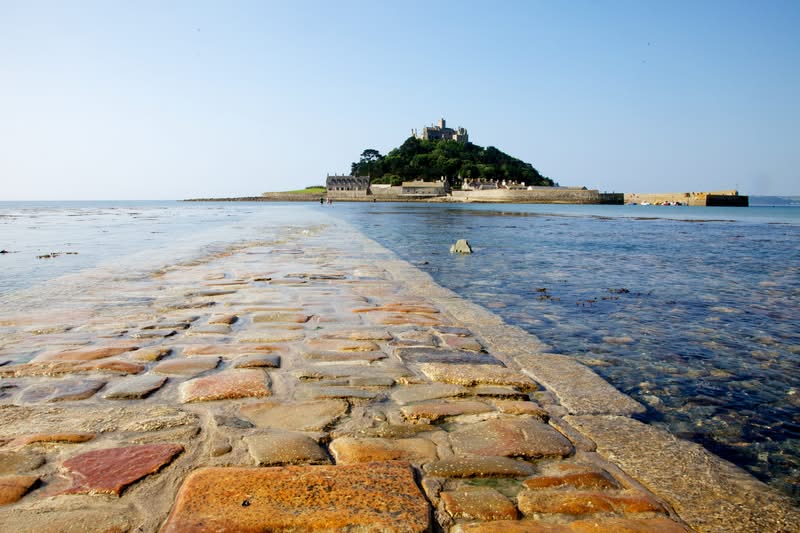 St. Michael's Mount, Cornwall St. Michael's Mount view from causeway, Marazion in Cornwall