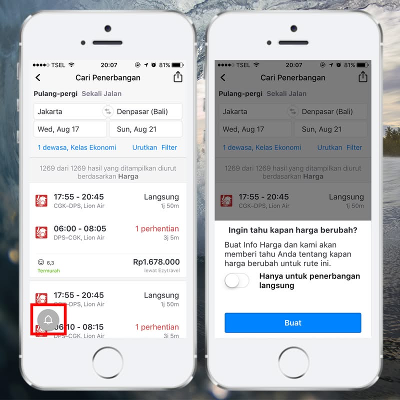 Cara berlangganan "Info Harga" via aplikasi SKyscanner