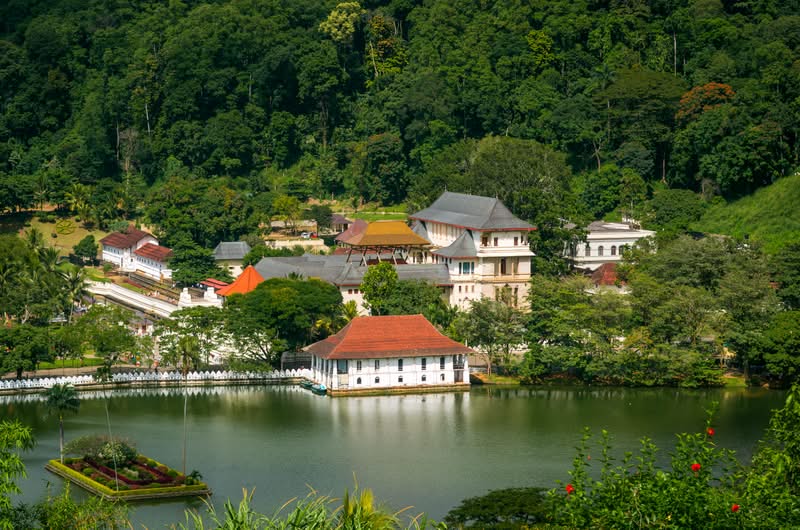 View of Kandy, Sri Lanka with temples