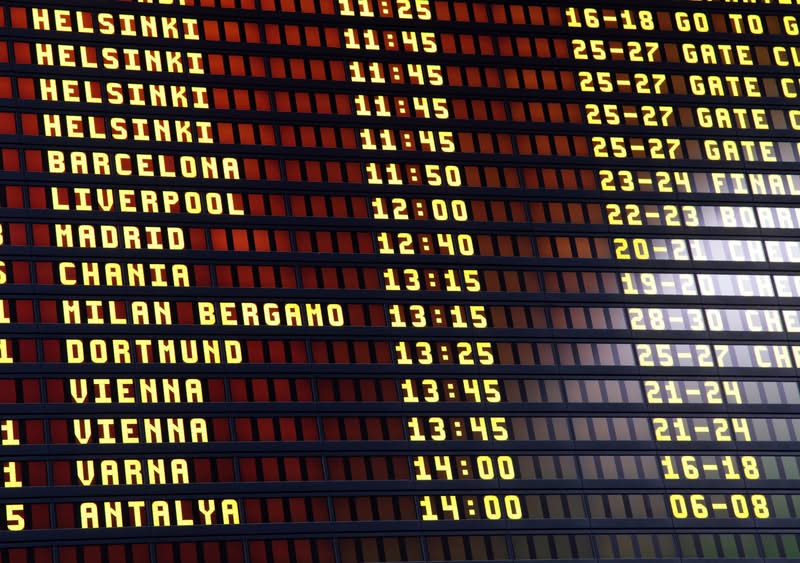 departures board at airport
