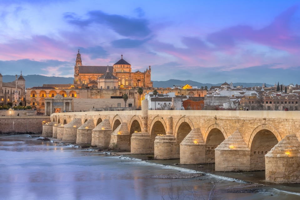 Camera trickery helps make Cordoba's bridge appear even longer on TV.