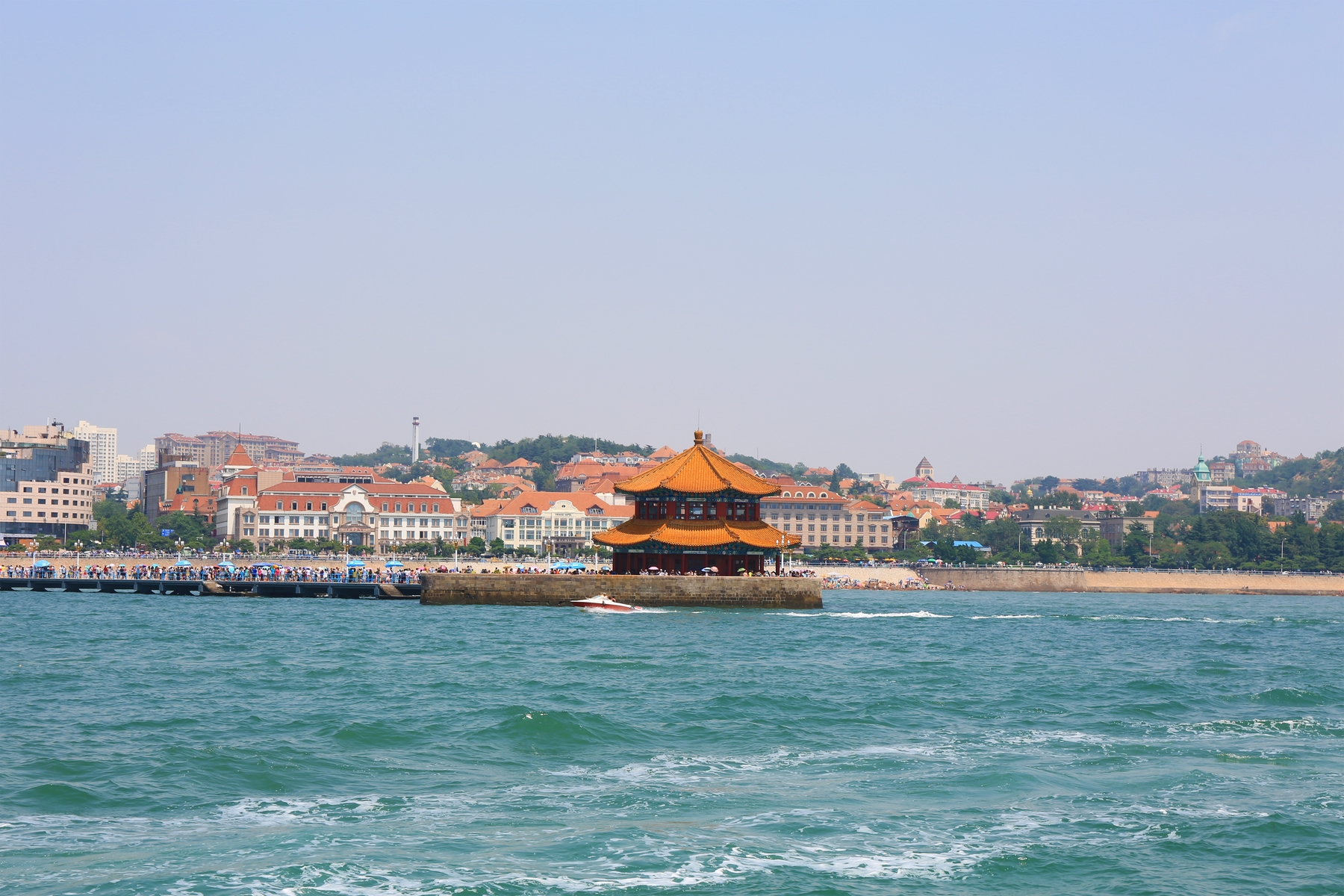 Photo shows Qingdao, one of our unexpected destinations, as seen from the water