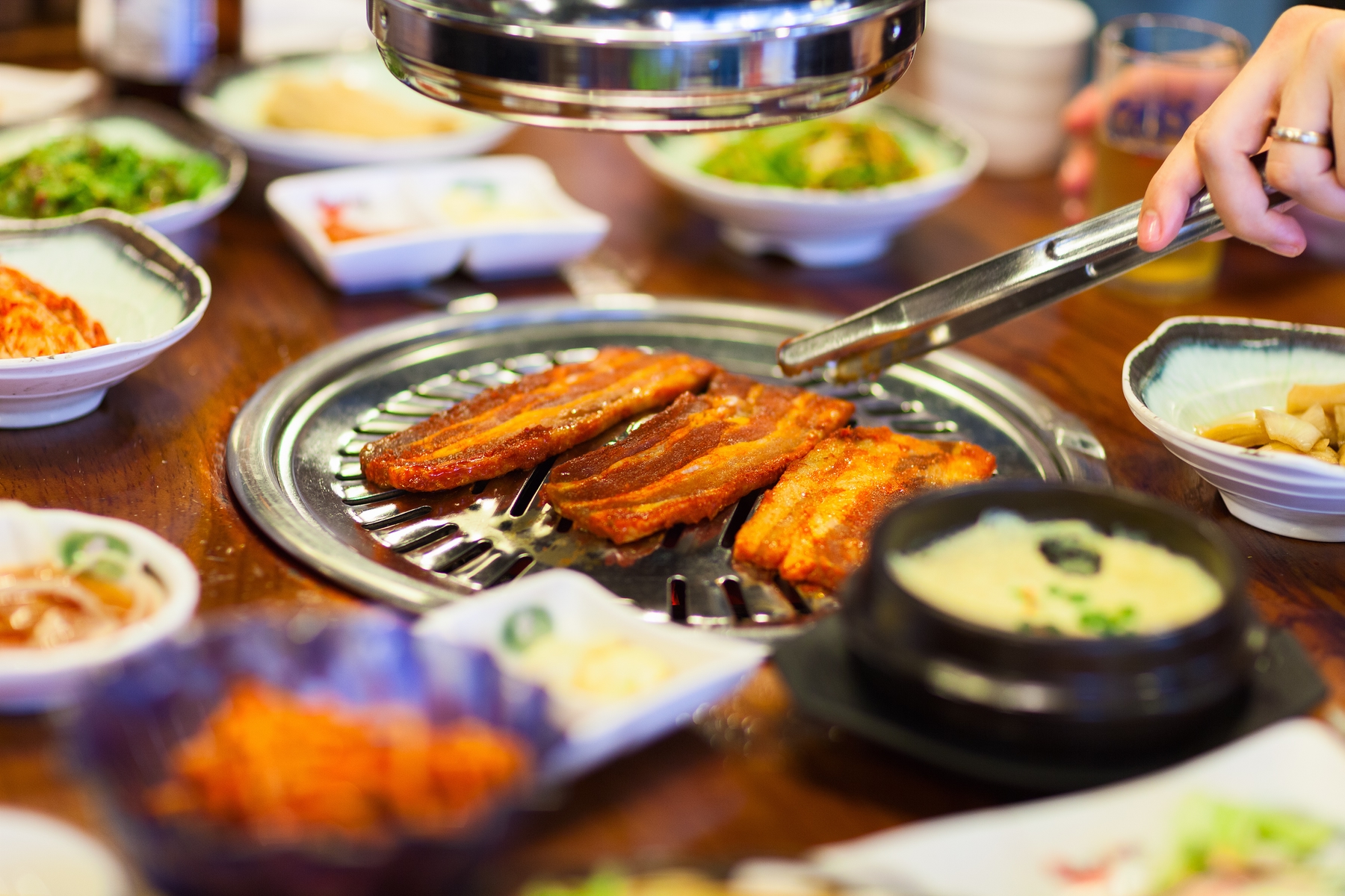 korean bbq and side dishes