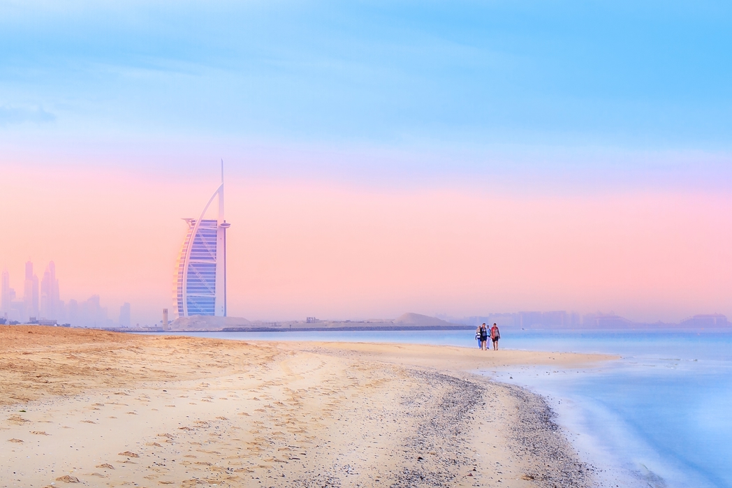 Dubai view from the beach - direct flights from Birmingham