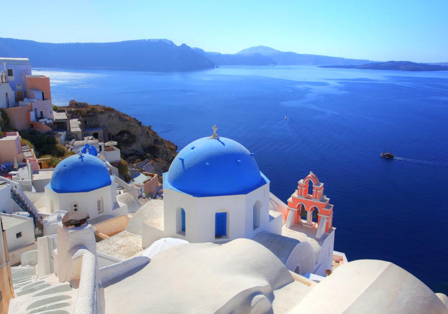 Stunning view from Oia, Santorini - best Greek islands in autumn