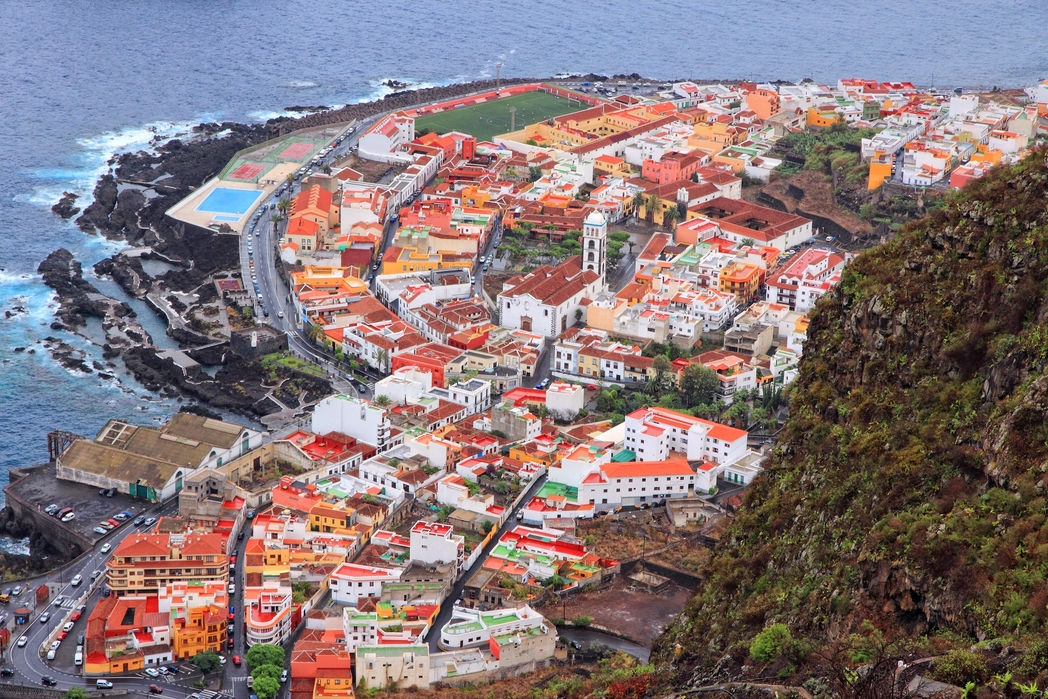 Aerial view of the popular town of Garachico, Tenerife, Spain