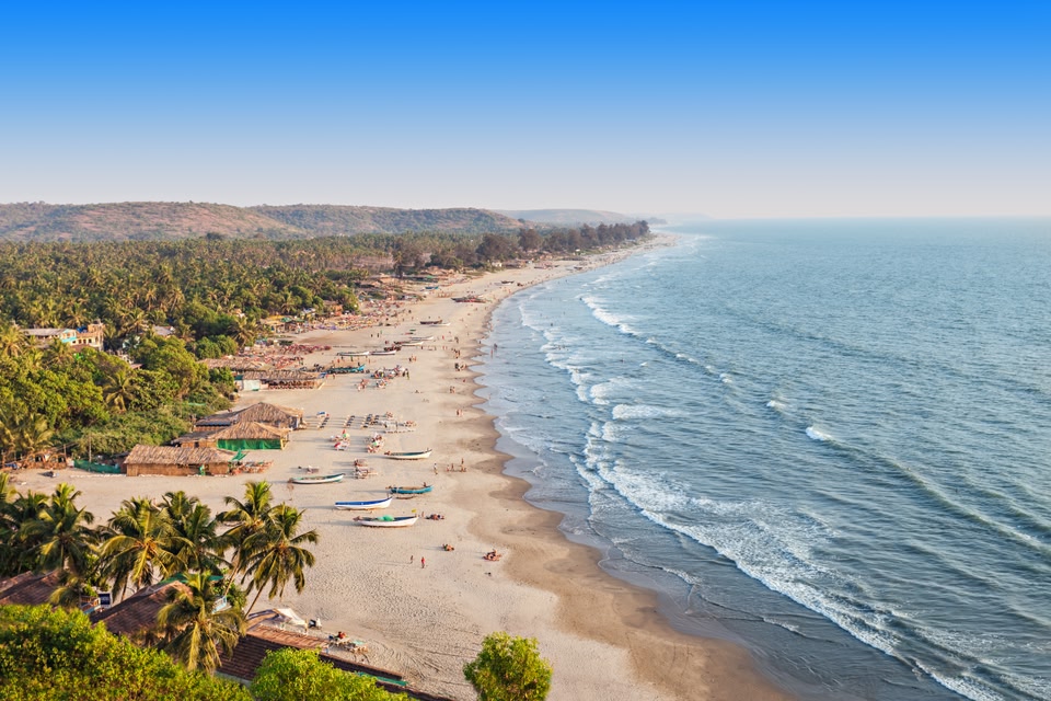 An areal shot of Arambol beach