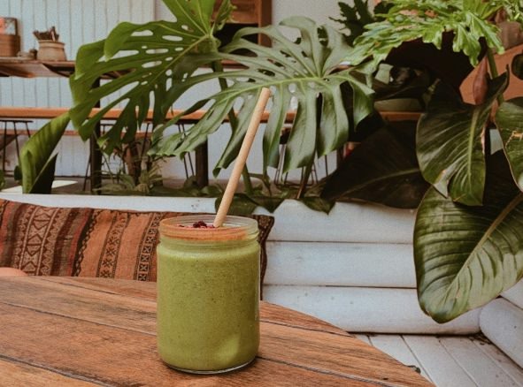 image of a green drink on a table