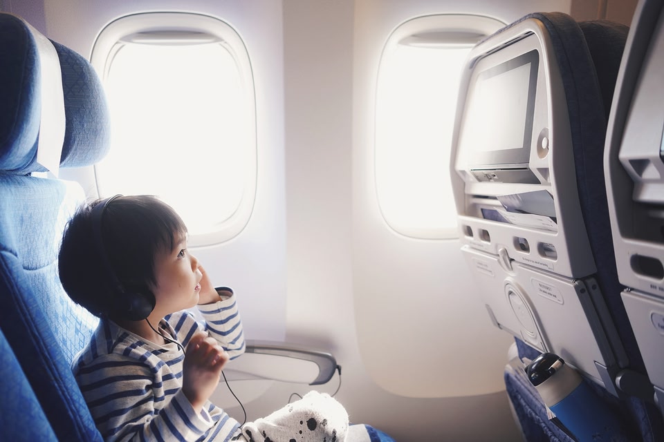 Young child on plane