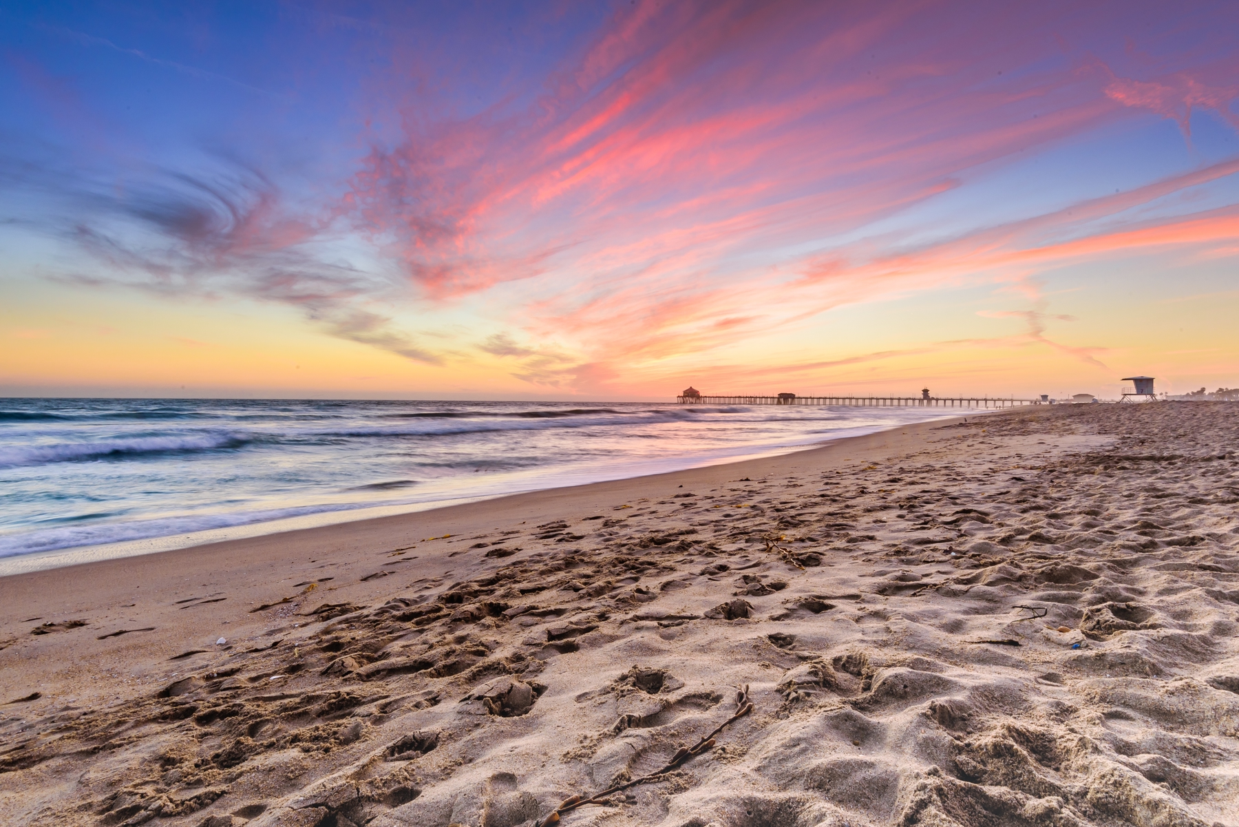 A colourful sunset at the beach