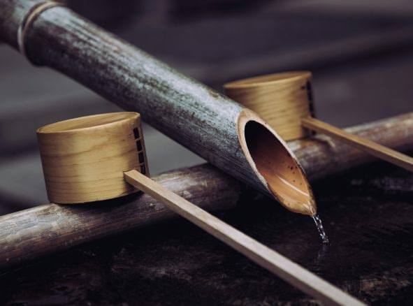 a photo of a grey bamboo water system