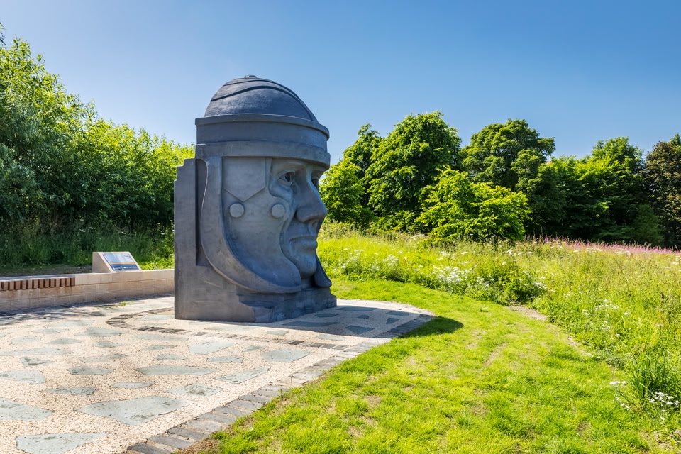 Schottlands UNESCO Trail: Silvanus, römische Soldatenskulptur,  Antoninuswall