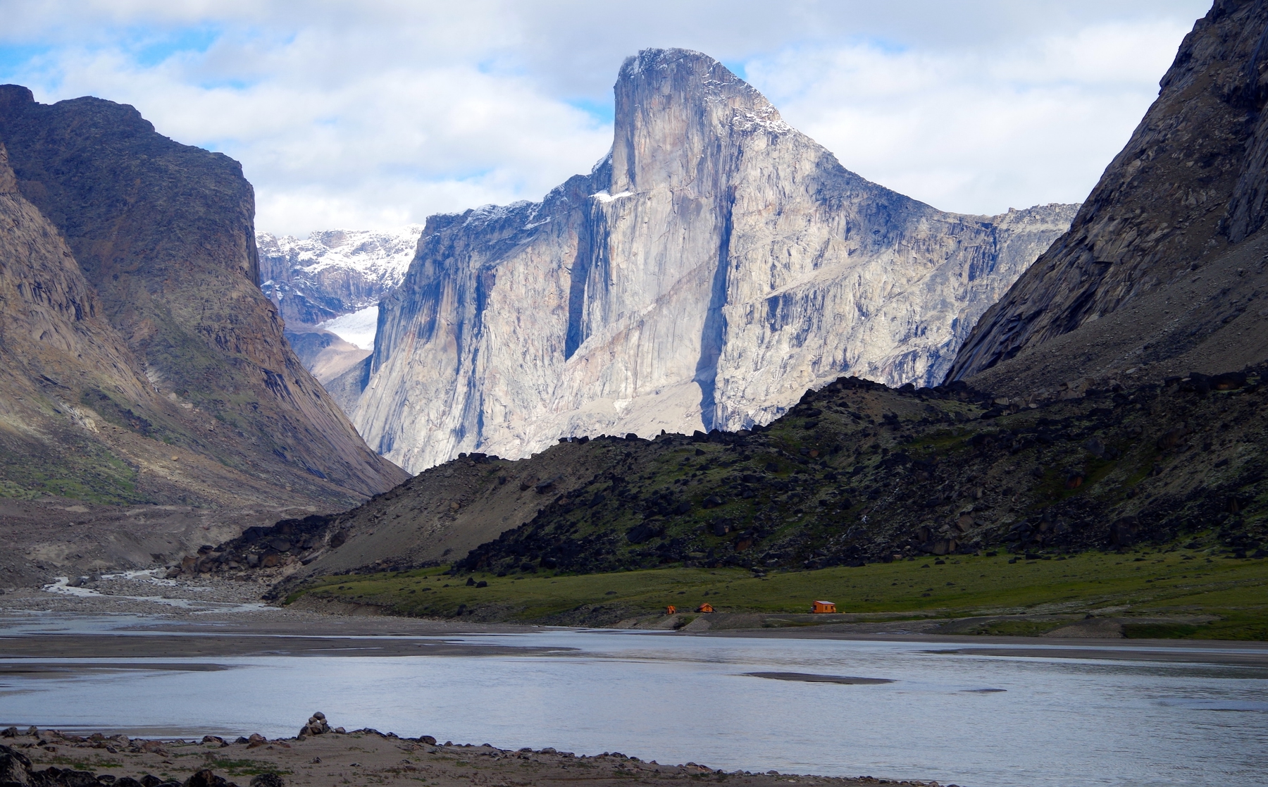 Mount Thor by the lake in Auyuittuq National Park in Nunavut, Canada