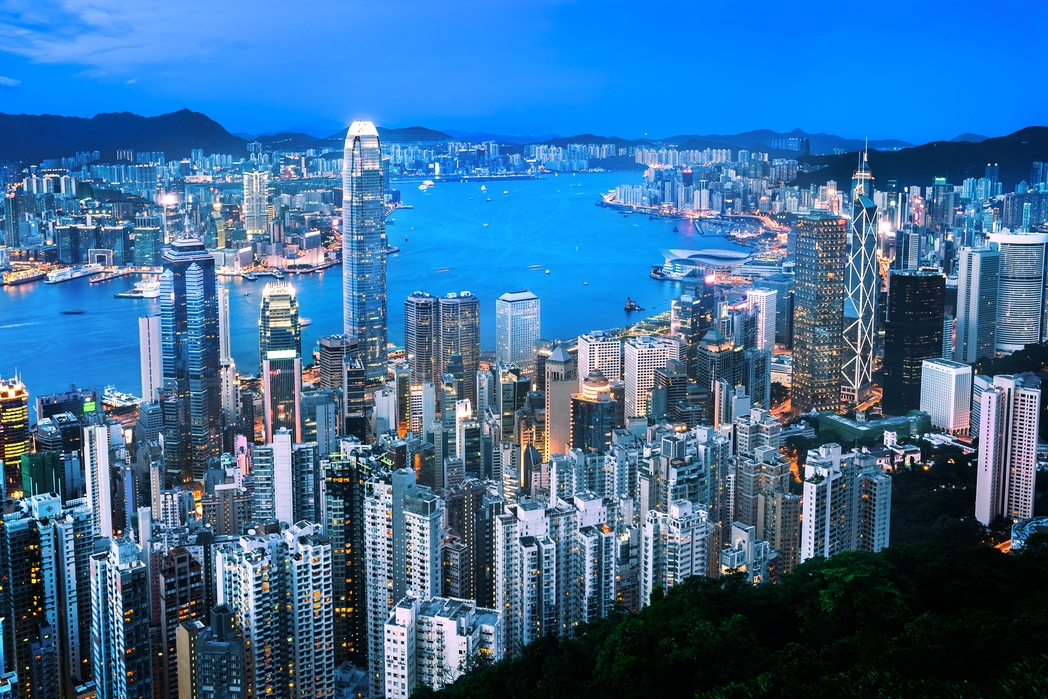The skyline on Hong Kong