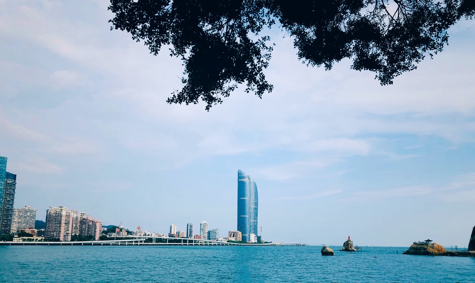 blue sea in Xiamen, China.