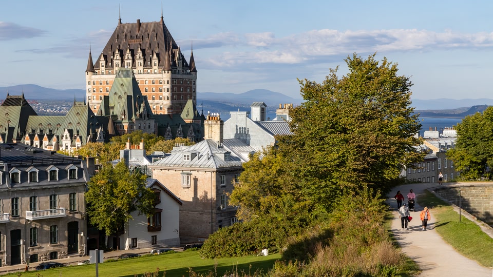 architecture buildings in Quebec City, Quebec on a clear day.