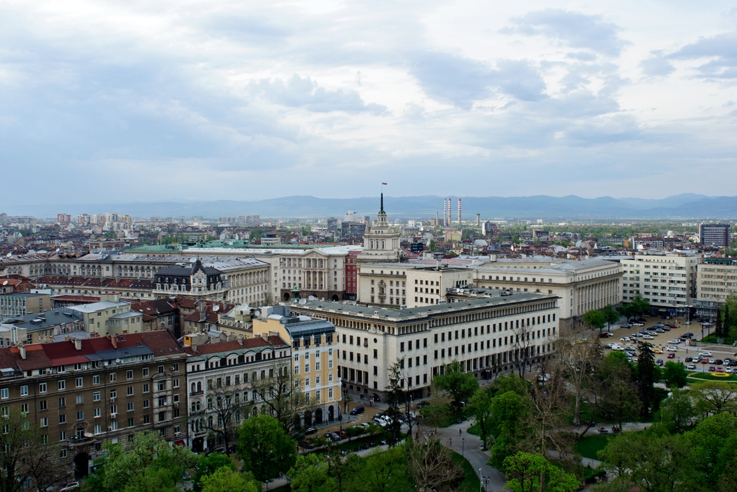 Panoramic view of a park in Sofia, Bulgaria