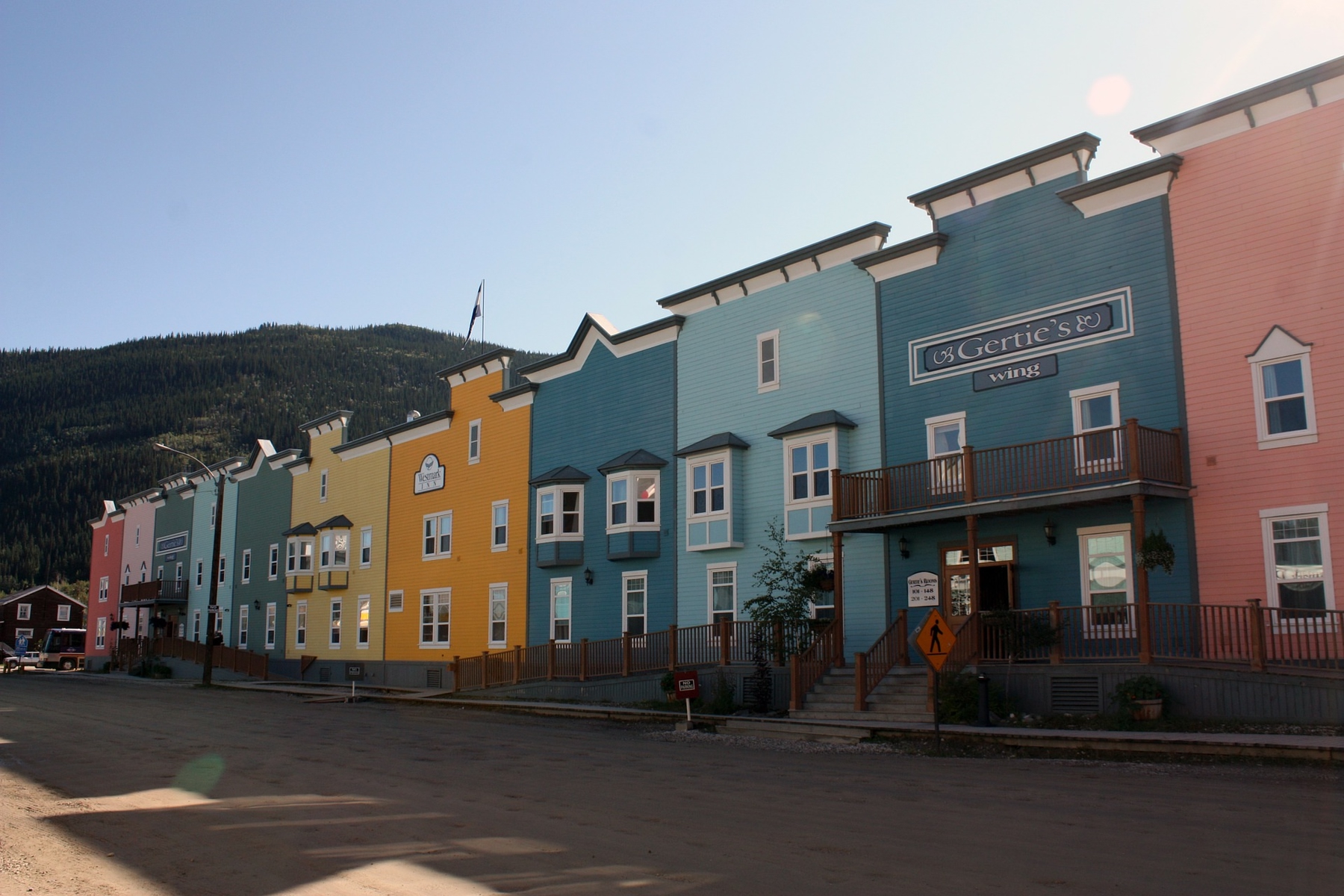colourful houses in dawson city yukon