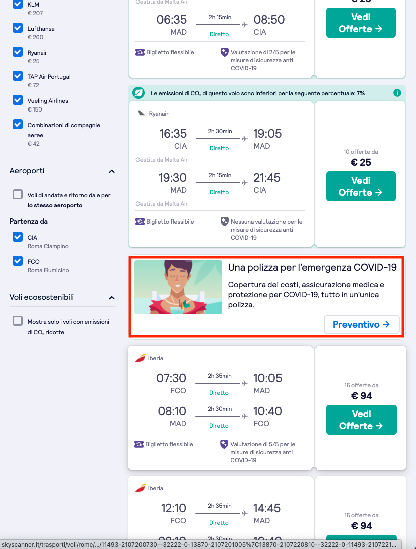 assicurazione viaggio Skyscanner