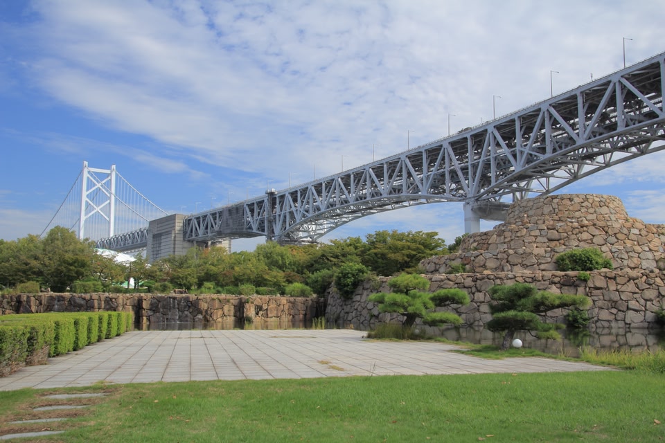 Seto Ohashi Bridge seen from Seto Ohashi Memorial Park, Kagawa Prefecture