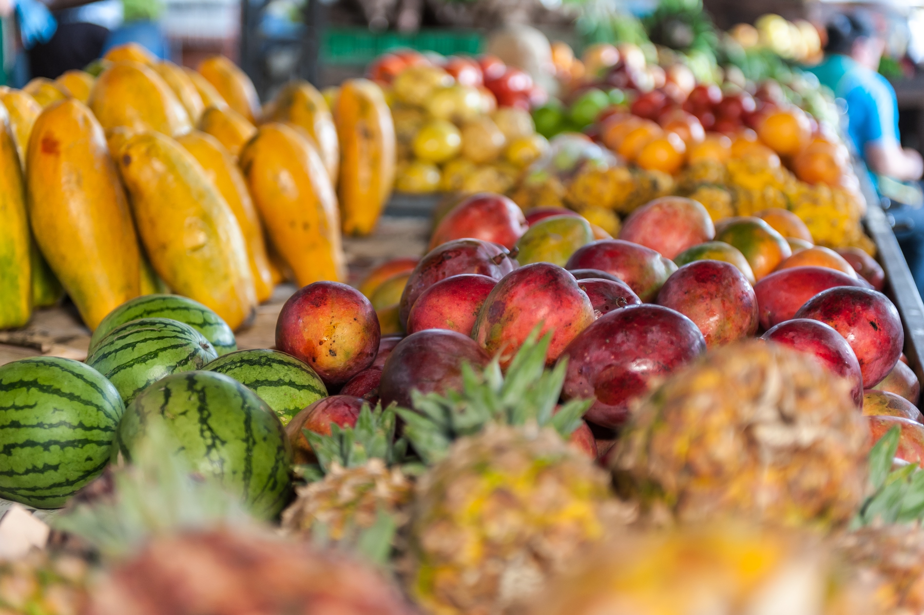 fresh fruit on a market stand