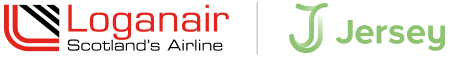 Loganair and Visit Jersey logos