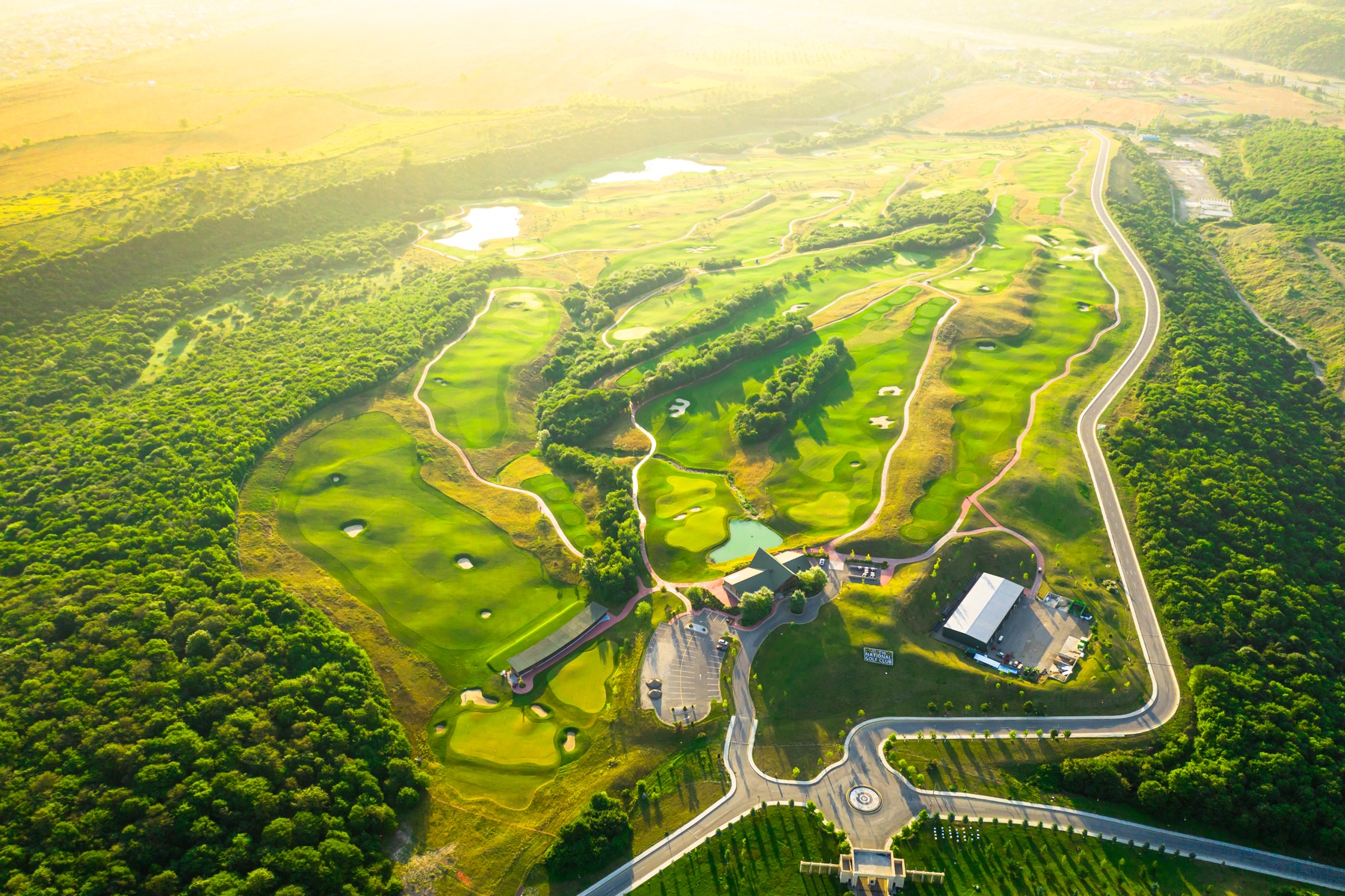 An aerial view of the Dye 18-hole championship course at Dreamland Golf Club near Baku