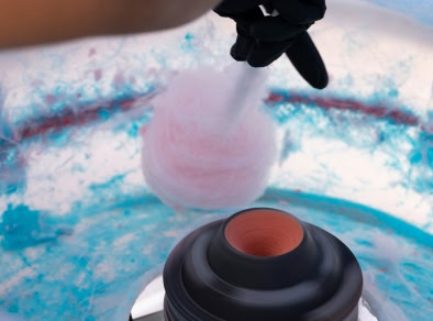 L'immagine di uno zucchero filato rosa che gira