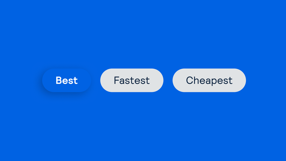 a blue image which says 'best' 'fastest' and 'cheapest' on it