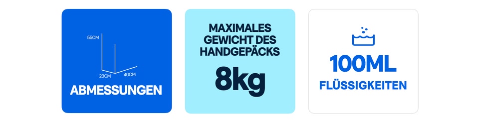 Zulässige Maße und Gewicht von Handgepäck bei der Lufthansa