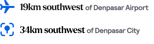 Distances to nearby airport and city 19km to Denpasar Airport and 34km to Denpasar City