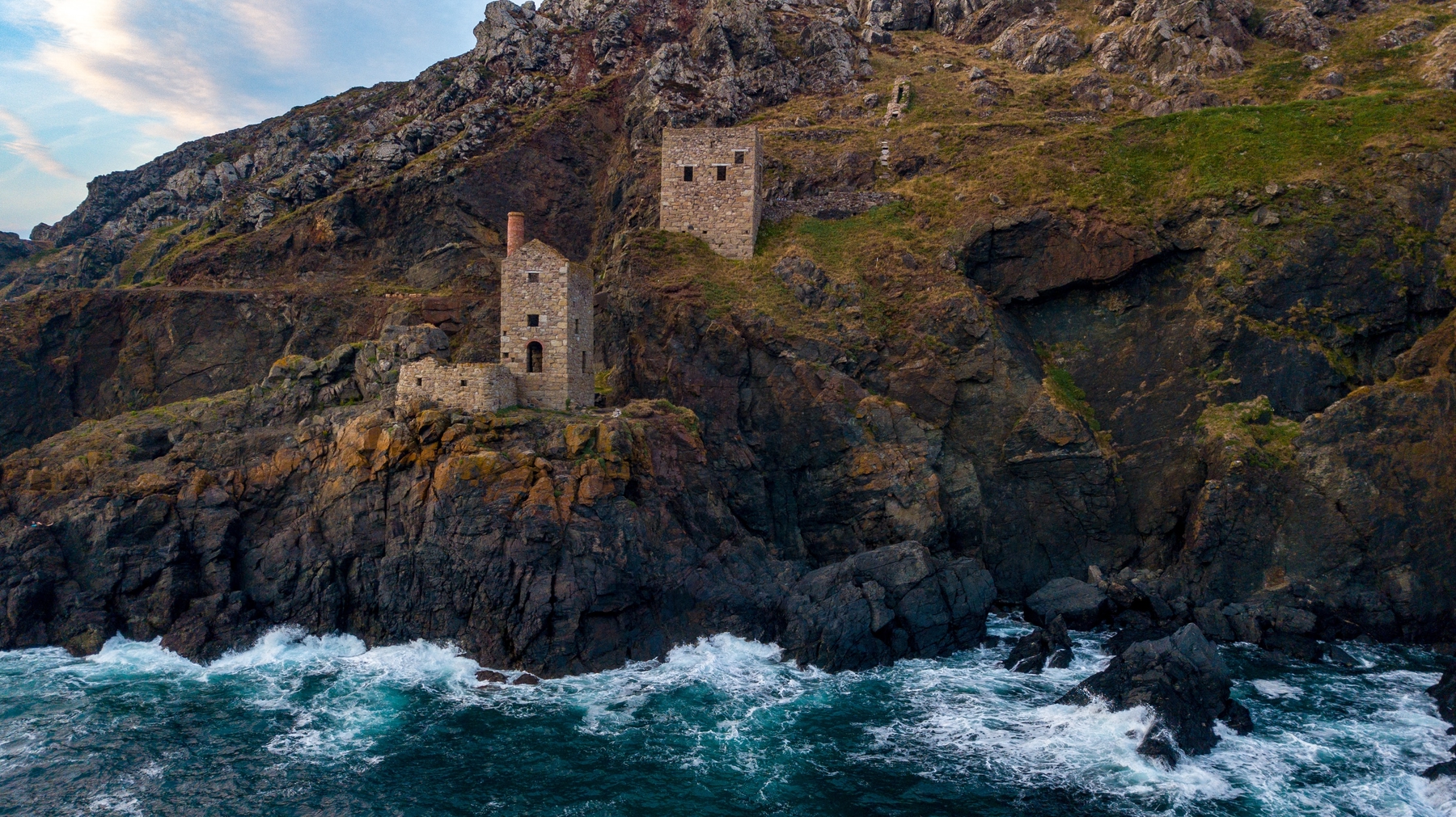 Botallack Mine in Cornwall by the shore