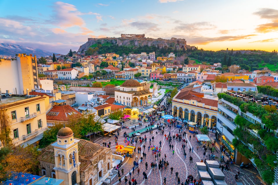 Colourful city streets of Athens