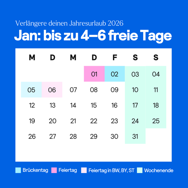 Feiertage und Brückentage im Januar