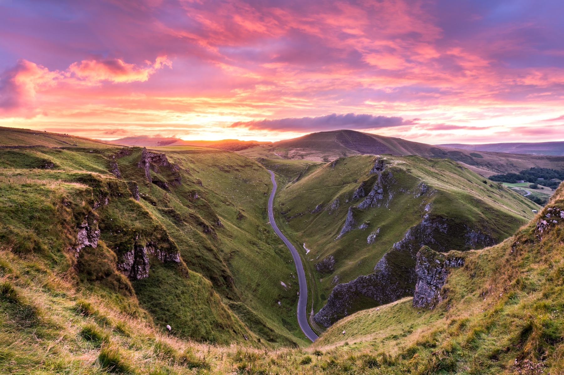 Sunset over Winnats Pass in the Peak District