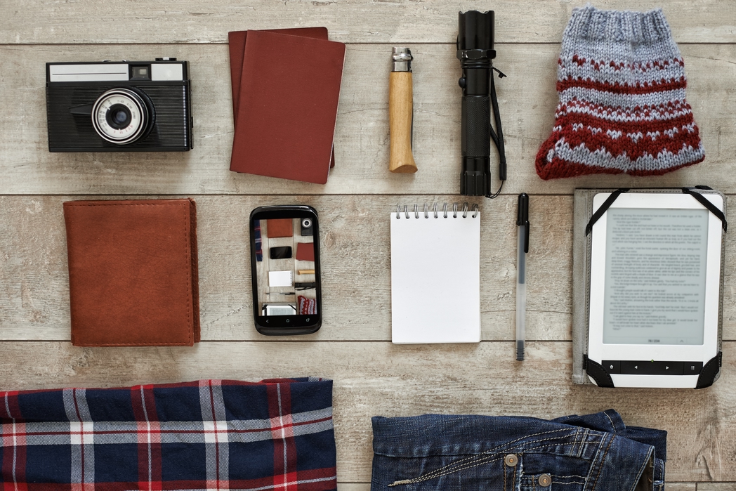 Camera, torch, phone, notebook and other travel essentials to take with you in your cabin bag