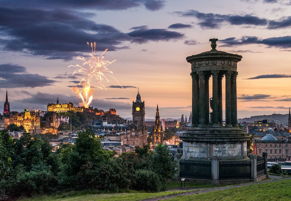 Fireworks as seen from Calton Hill, Edinburgh, Lothian, Scotland. Credit must be used: George Clerk/Getty Images