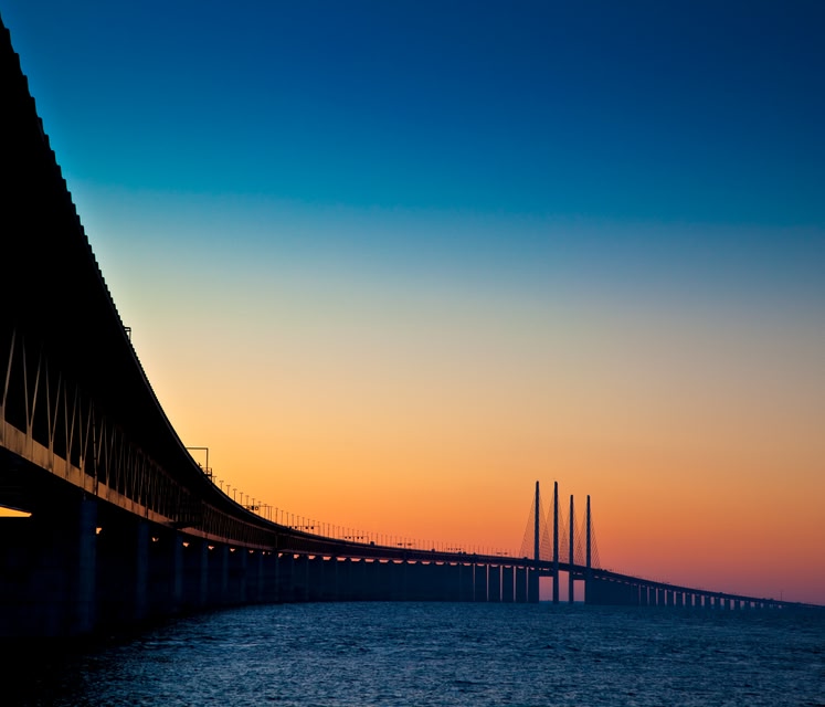 Ηη γέφυρα Øresund που ενώνει Μάλμε και Κοπεγχάγη