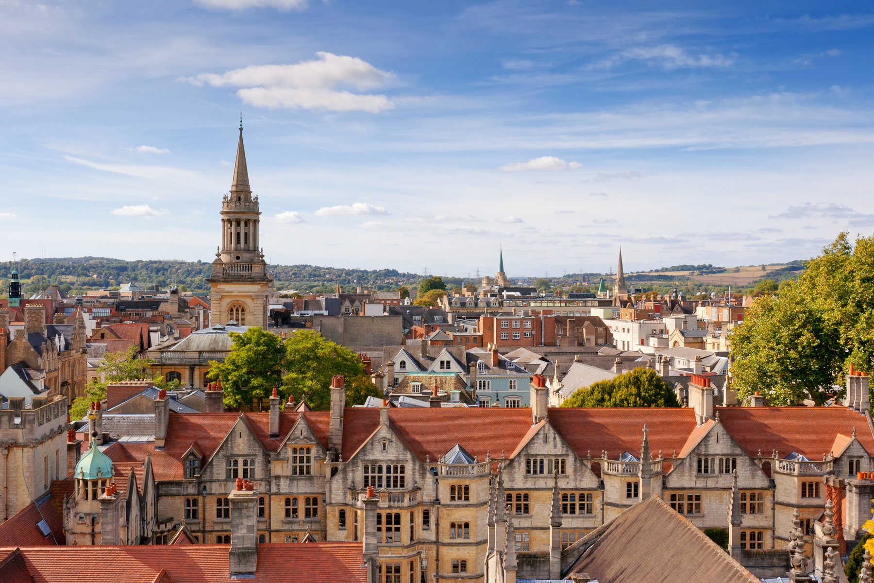 Aerial view of Oxford architecture