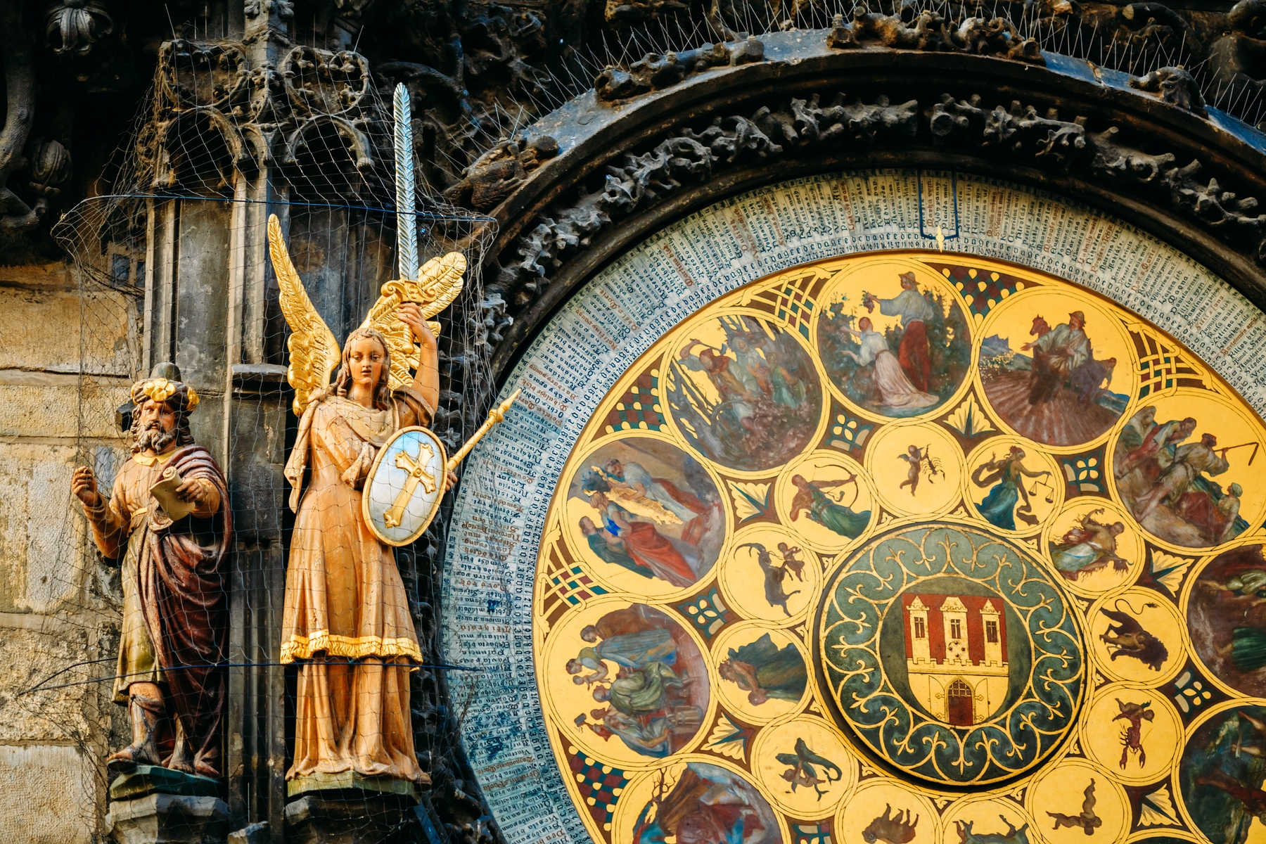 close up of astronomical clock in Prague