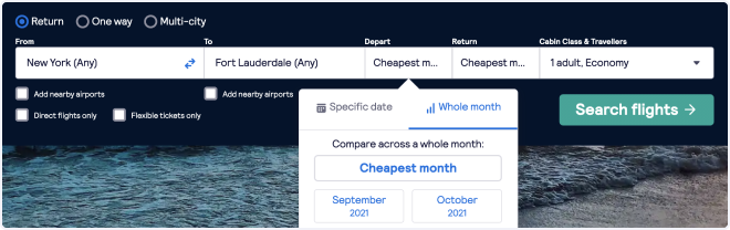 Cheapest month search