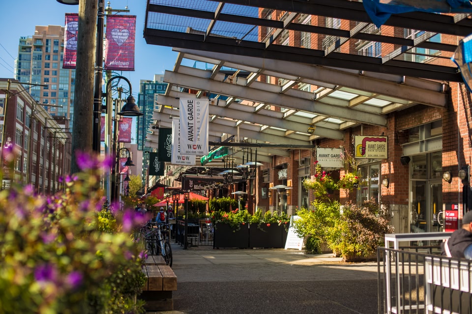 Shops in Yaletown in downtown Vancouver