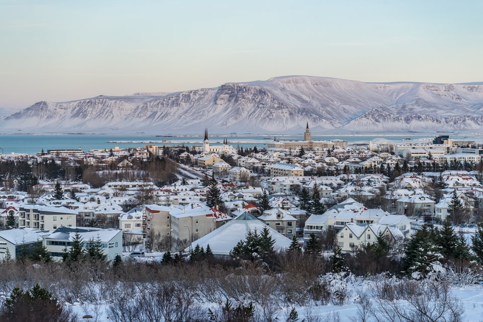 Snow in Reykjavik, Iceland