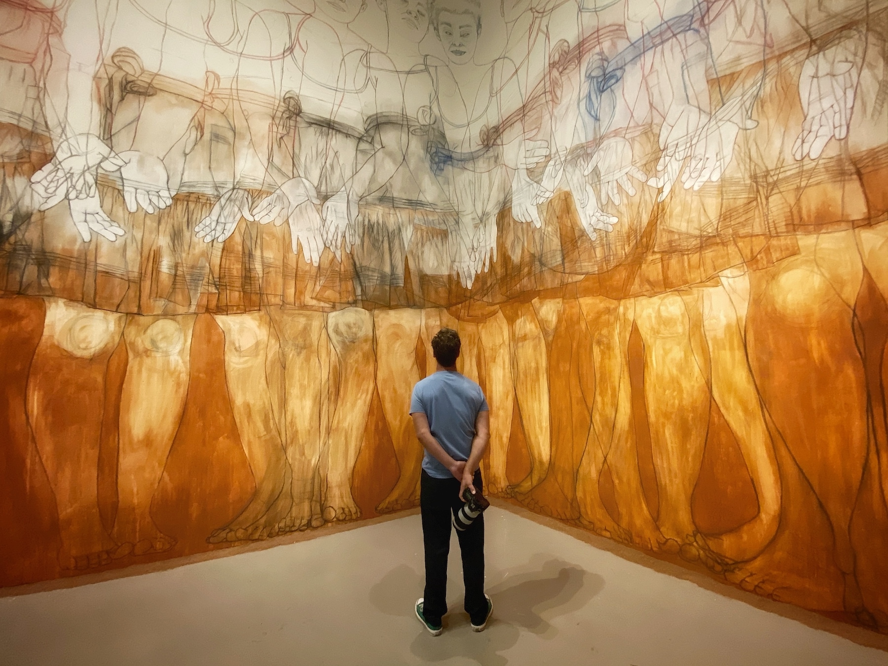 Man contemplating the artwork at the Contemporary Arts Center in Cincinnati