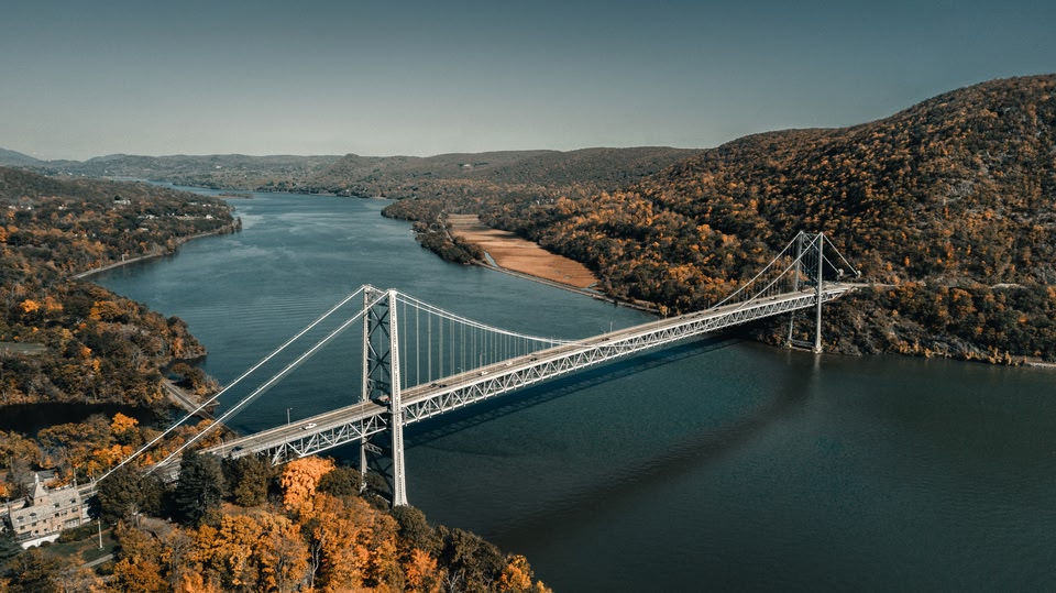 bridge in Hudson River, New York.